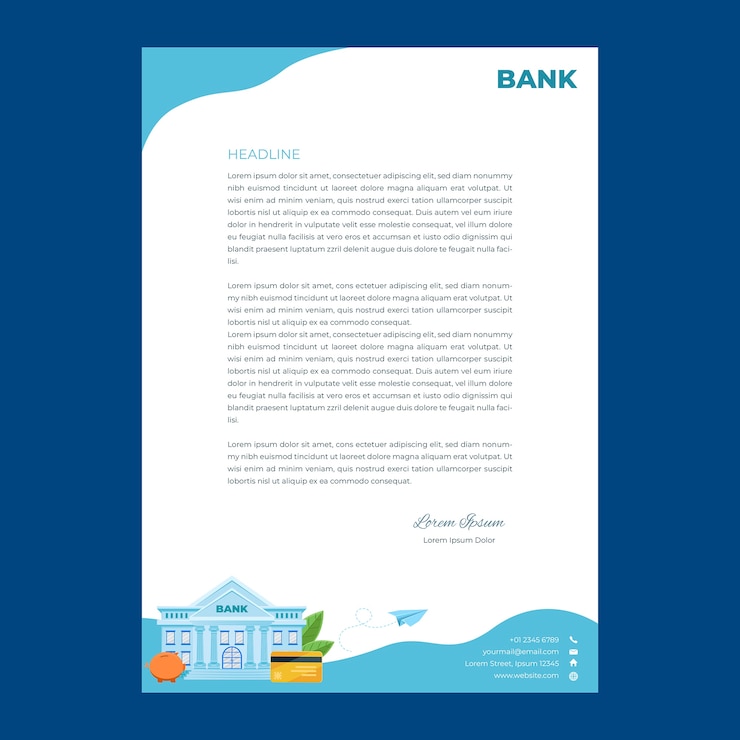 Vector gratuito plantilla de membrete de concepto de servicio bancario
