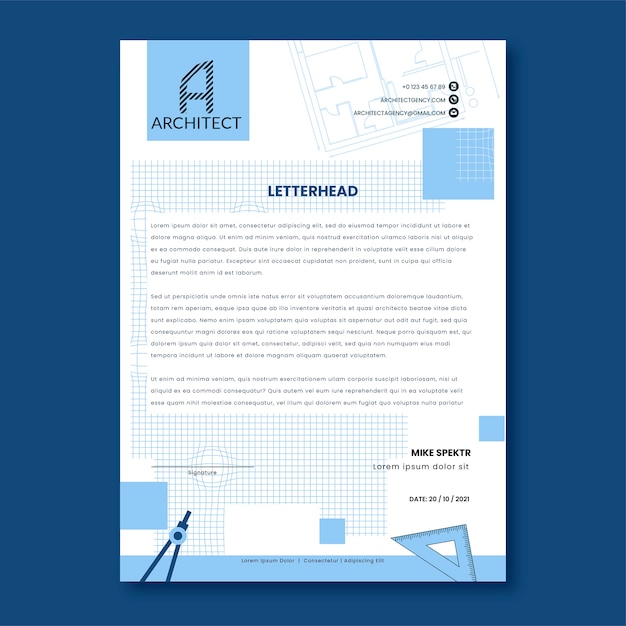 Vector gratuito plantilla de membrete de desarrollo de arquitectura