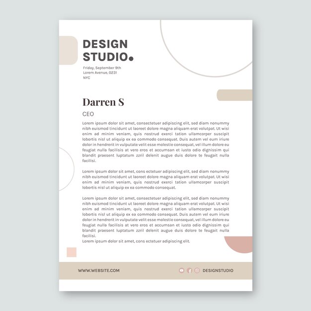 Plantilla de membrete de diseño interior mínimo de diseño plano