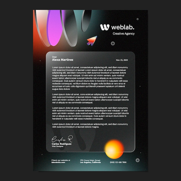 plantilla de membrete de diseño web con gradiente