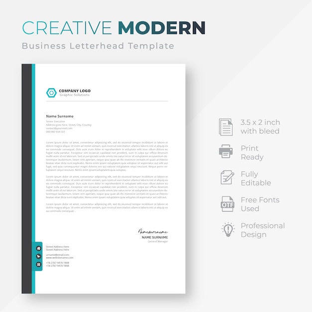 Plantilla de membrete de empresa moderna