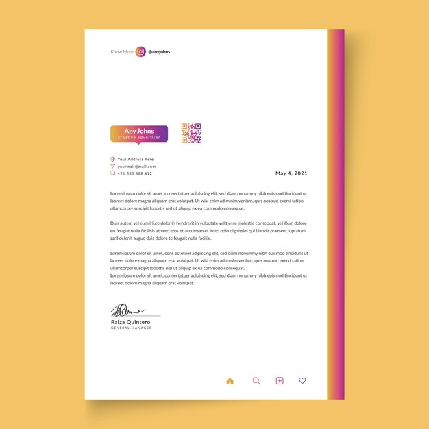 Plantilla de membrete de empresaria
