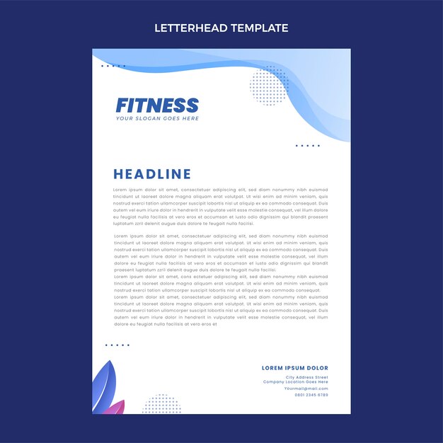 Plantilla de membrete de fitness abstracto degradado