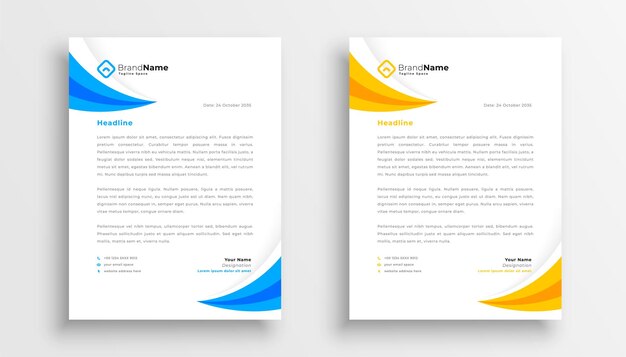 Plantilla de membrete moderno amarillo y azul