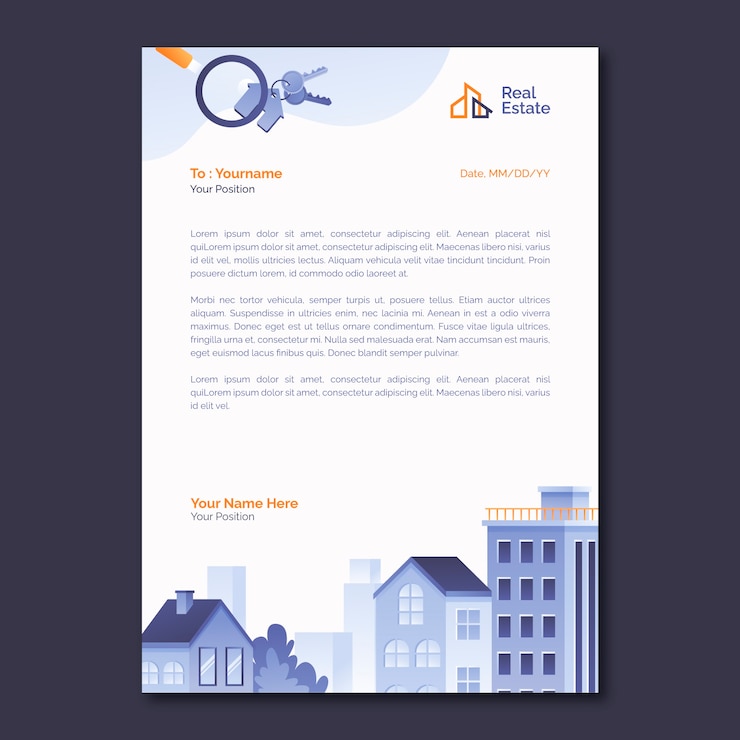 Vector gratuito plantilla de membrete de negocio inmobiliario