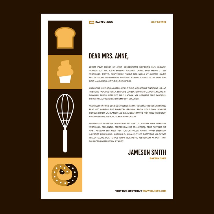 Vector gratuito plantilla de membrete de panadería