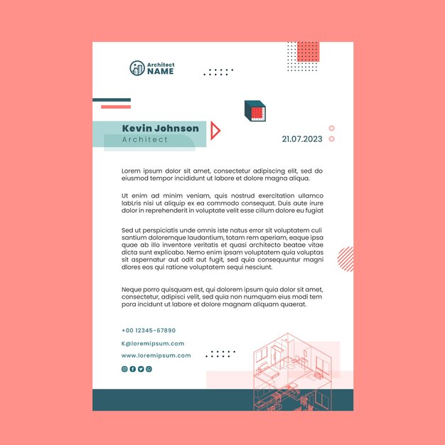 Plantilla de membrete de proyecto de arquitectura isométrica