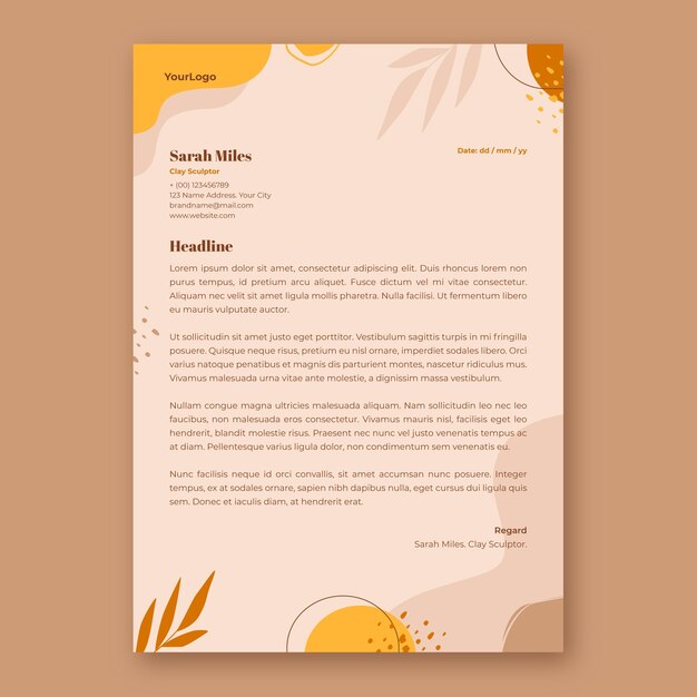 Plantilla de membrete de taller de espacio de trabajo plano