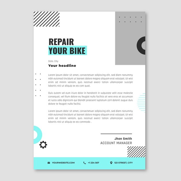 Plantilla de membrete de taller de reparación de diseño plano