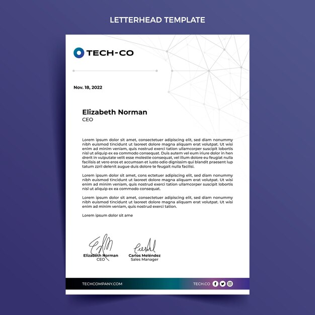 Plantilla de membrete de tecnología abstracta degradada