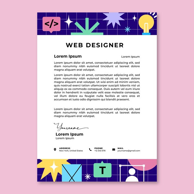 Plantilla de membrete de trabajo de diseño web