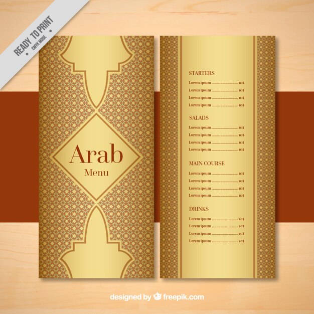 plantilla de menú árabe ornamental