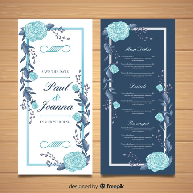 Plantilla de menú de boda