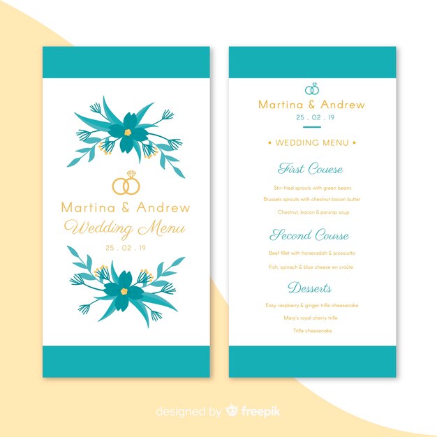 plantilla de menú de bodas