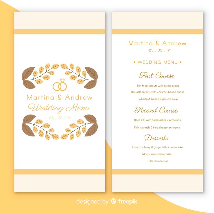 Vector gratuito plantilla de menú de bodas