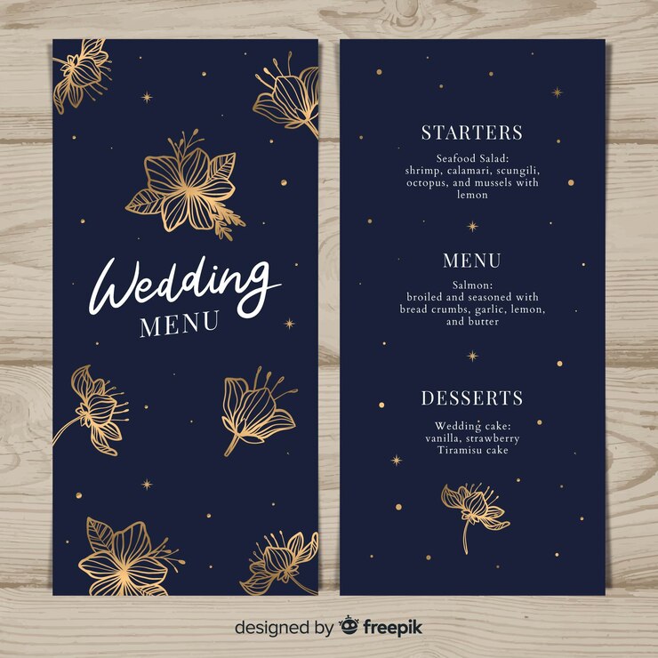 Vector gratuito plantilla de menú de bodas