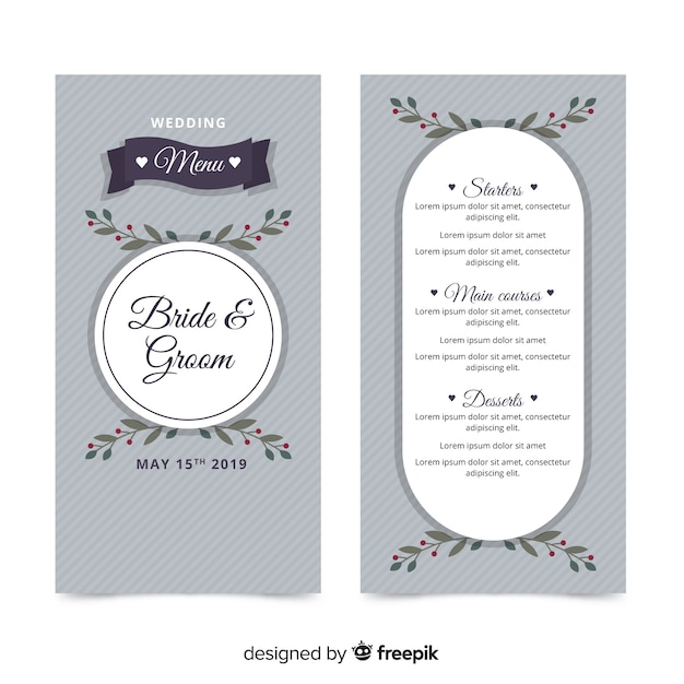Plantilla de menú de bodas
