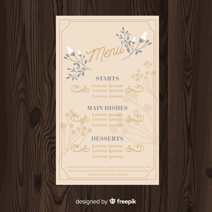 Vector gratuito plantilla de menú de bodas