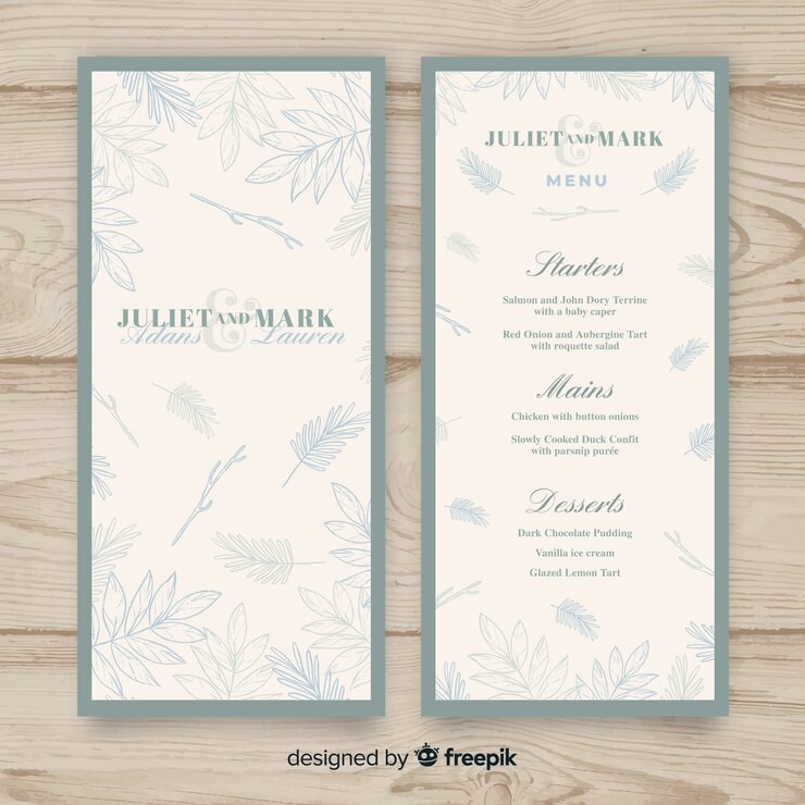 Vector gratuito plantilla de menú de bodas