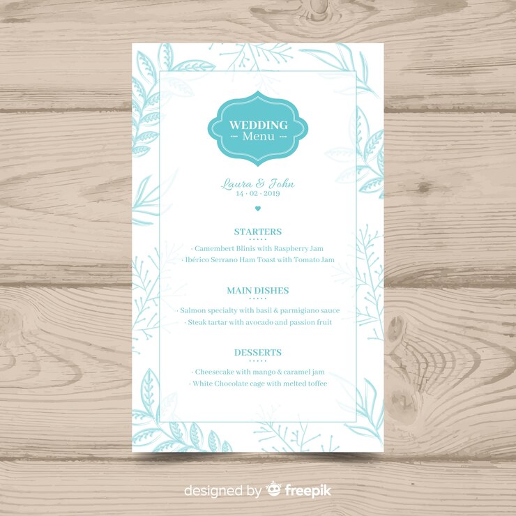 Vector gratuito plantilla de menú de bodas
