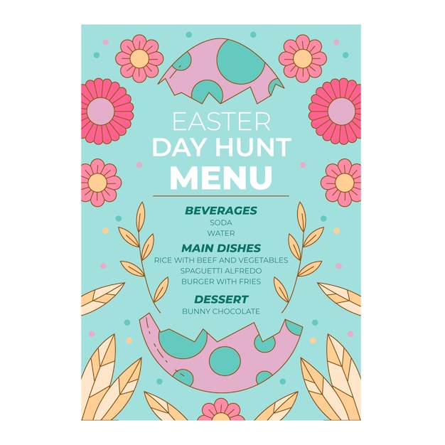 Plantilla de menú de brunch de pascua dibujada a mano