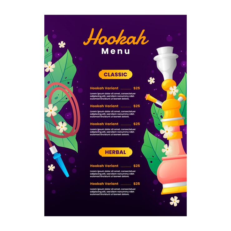 Vector gratuito plantilla de menú de cachimba degradado