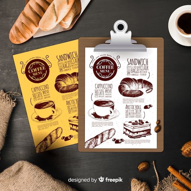 Plantilla de menú de café vintage