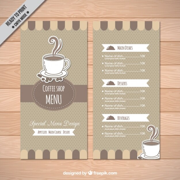 Plantilla de menú de cafetería