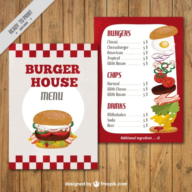 Plantilla de menú de casa de la hamburguesa