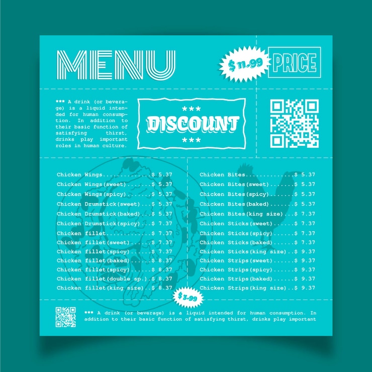 Vector gratuito plantilla de menú colorido restaurante