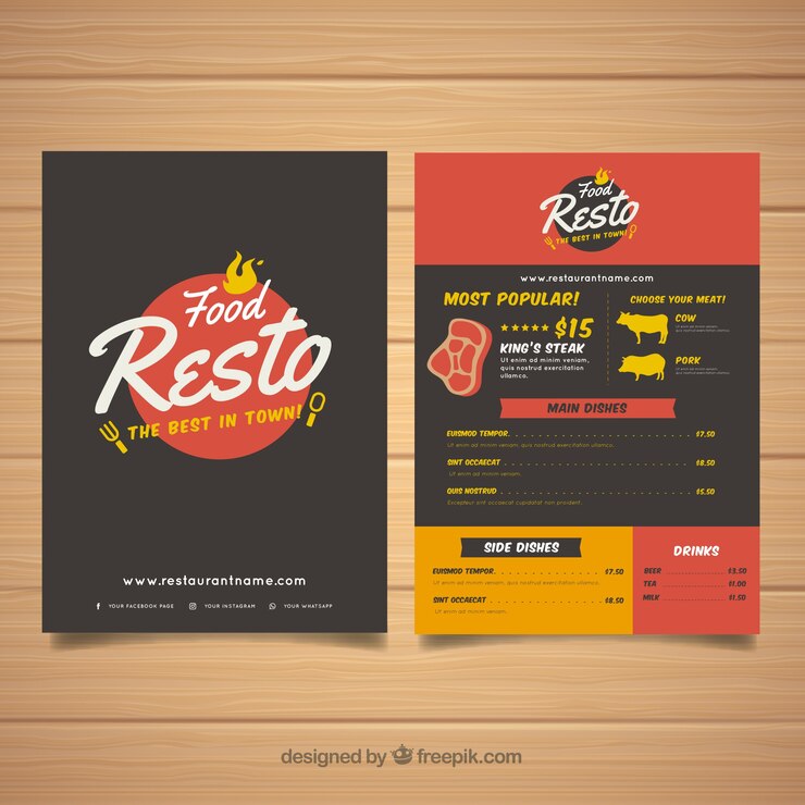 Vector gratuito plantilla de menú colorido