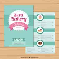 Vector gratuito plantilla de menú de dulces de panadería