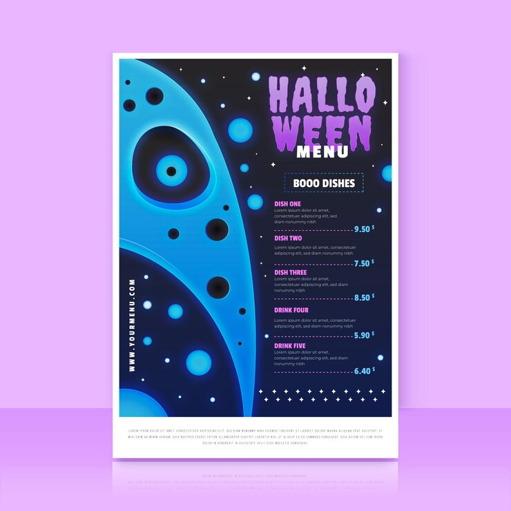 Vector gratuito plantilla de menú de halloween degradado