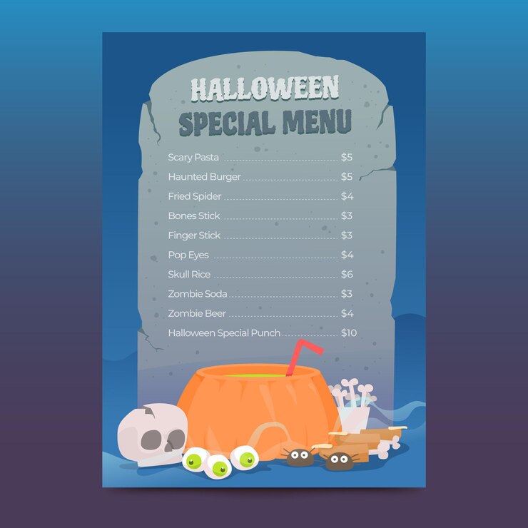 Vector gratuito plantilla de menú de halloween