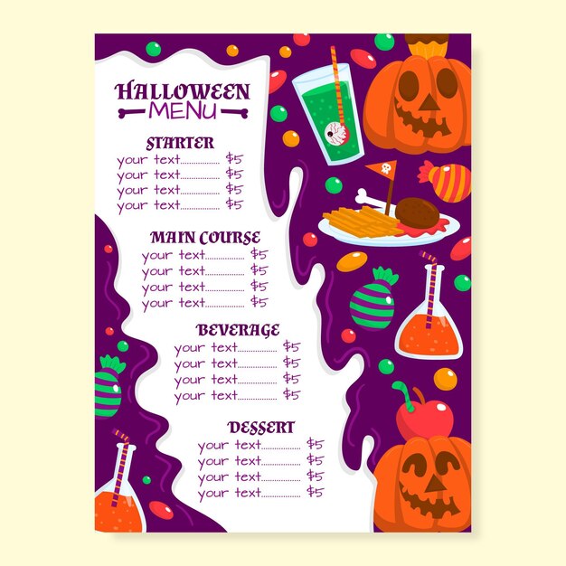 Plantilla de menú de Halloween