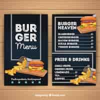 Vector gratuito plantilla de menú de hamburguesas