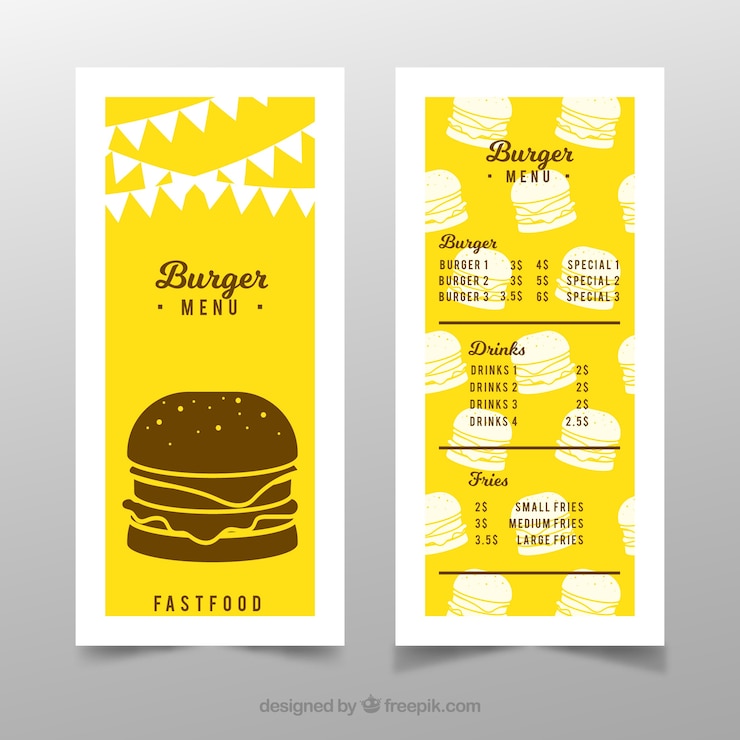 Vector gratuito plantilla de menú de hamburguesas