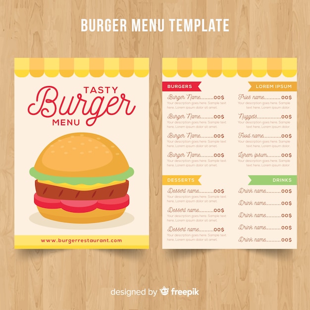 Plantilla de menú de hamburguesas