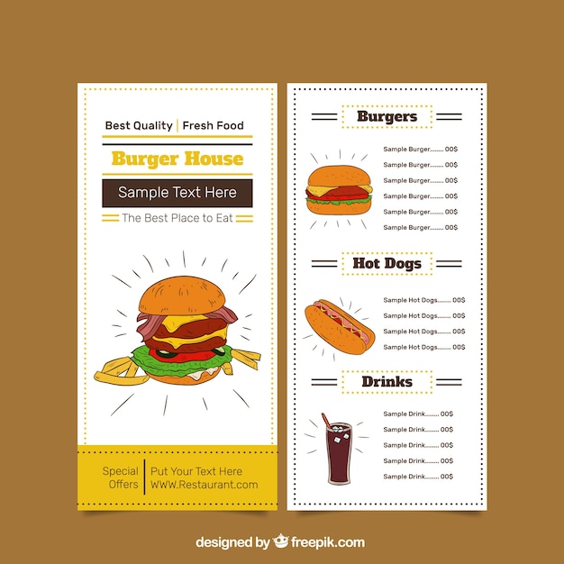 Plantilla de menú de hamburguesería 