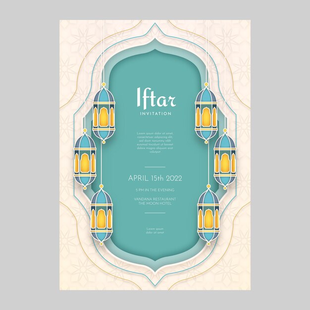 Plantilla de menú iftar estilo papel