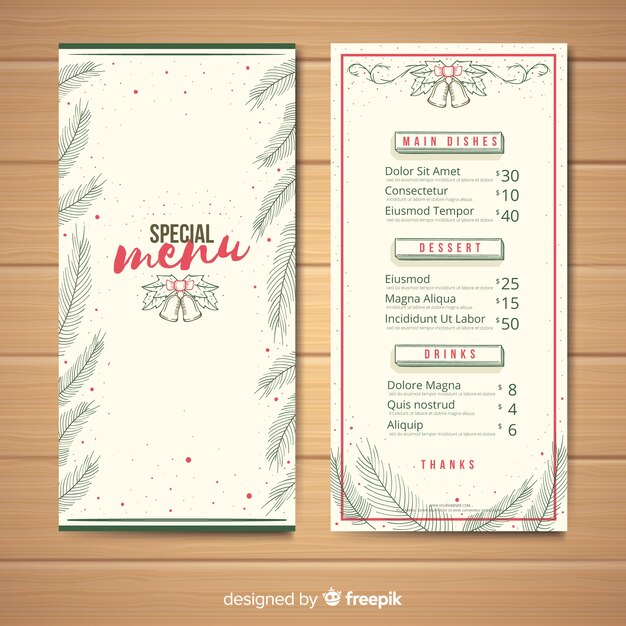 Plantilla de menú de navidad