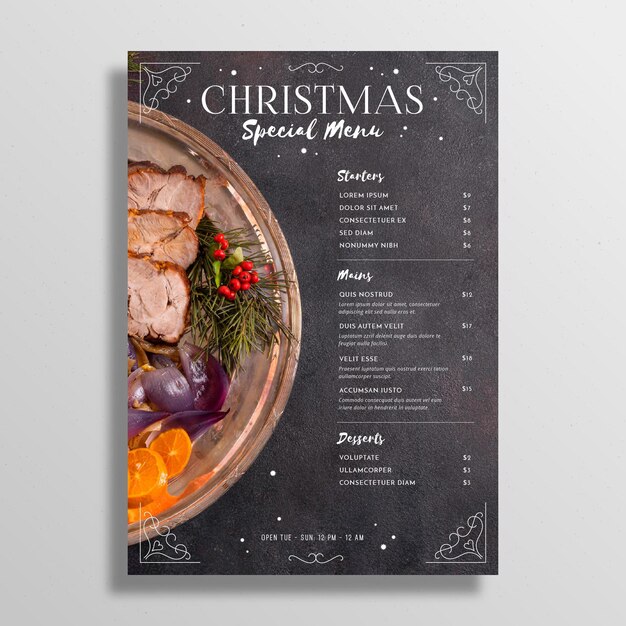 Plantilla de menú de Navidad
