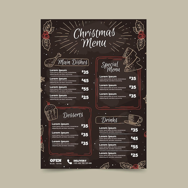 Plantilla de menú de navidad