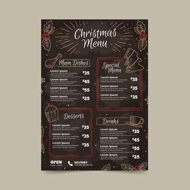 Plantilla de menú de navidad