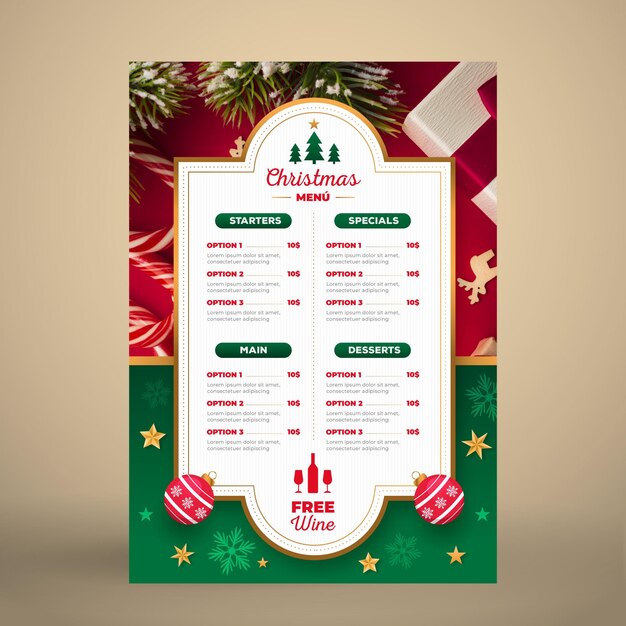 Plantilla de menú de navidad