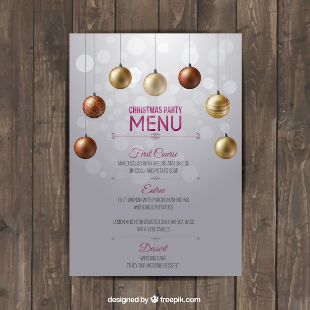 Vector gratuito plantilla de menu navideño