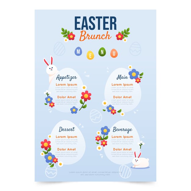 Plantilla de menú de pascua degradado