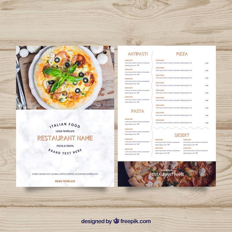 Vector gratuito plantilla del menú de la pizza