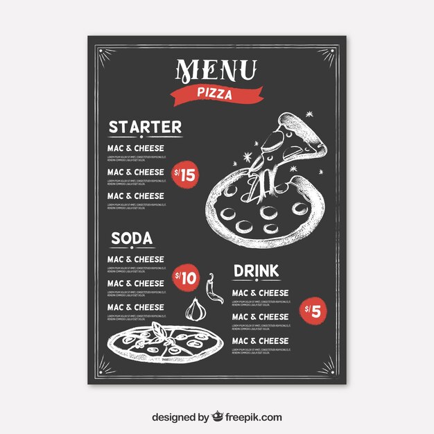Plantilla de menú para pizzería