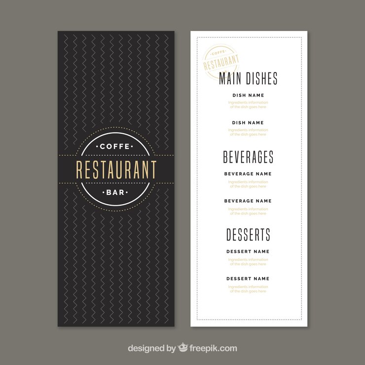Vector gratuito plantilla de menú plana para un restaurante